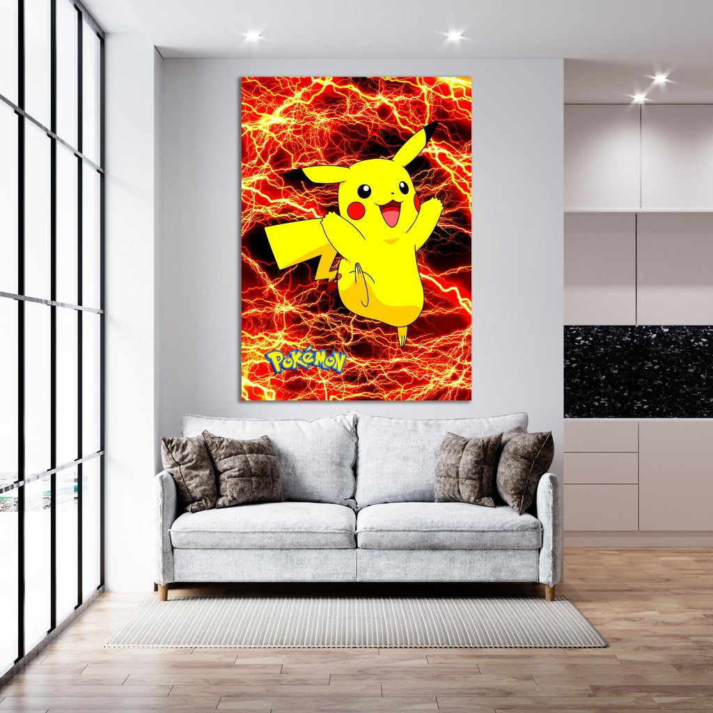 Red Lightning Pikachu - Canvas