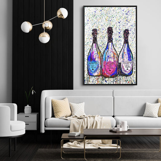 Colored Champagne Bottles - Poster