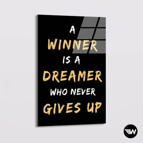 WINNER NEVER GIVE UP - Glass