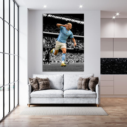 Haaland's Focused Run - Soccer - Canvas