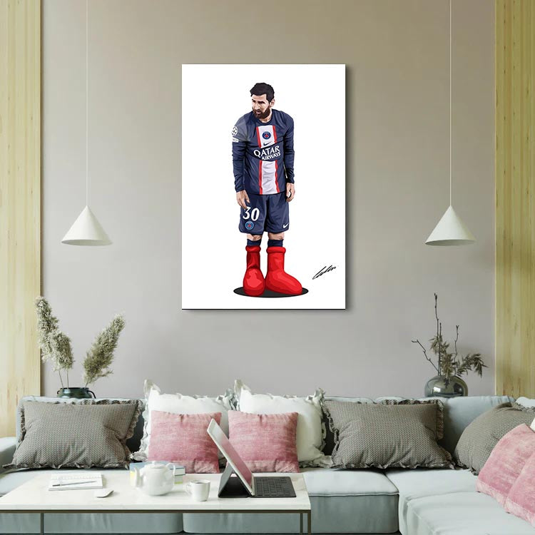 Messi's Bold Red Boots - Soccer - Glass